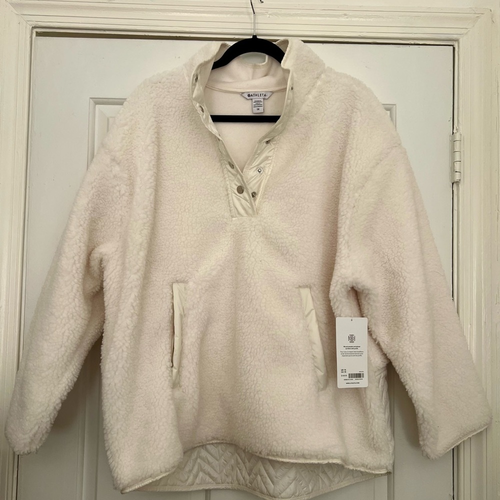 Athleta Cozy White Sherpa Sweatshirt